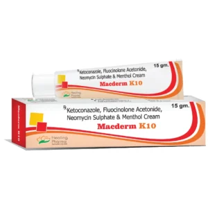 Macderm K10 | Ketoconazole 2% + Fluocinolone 0.1% + Neomycin + Menthol 1% + Chlorocresol 0.1% ?15 gm